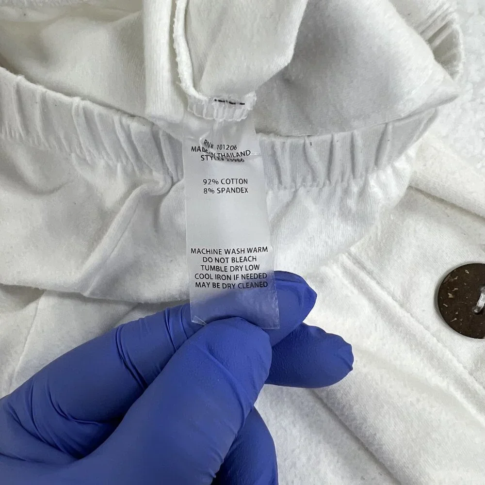 Soft Surroundings Womens S Newport Beach Pants White Wood Buttons Crop Wide Leg - Picture 12 of 13